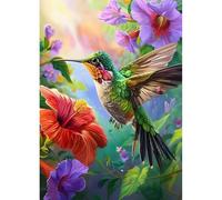 DPHERO Hummingbird Diamond Painting Kits for Beginners Adults,5D DIY Colourful Flowers Diamond Art Kits,Round Full Drill Diamond Painting Art,DIY Painting by Numbers Diamond Art Painting 12x16 inch
