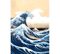 DPHERO Japanese Waves Diamond Painting Kits for Beginners Adults,5D DIY Spray Diamond Art Kits,Round Full Drill Waves Gem Art Crafts,DIY Fantasy Painting by Numbers for Home Wall Decor 12x16 inch