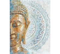 DPHERO Kit di Pittura Diamante Buddha per Adulti, Mandala 5D per Bambini Principianti, Religione Pittura Diamante Rotonda Completa, DIY Dipingi Con Diamanti Gemma Buddha 12x16 Pollici