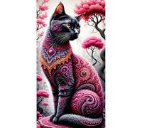 DPHERO Large Size Diamond Painting Kits for Beginners Adults,5D DIY Black Cat Diamond Art Kits,Round Full Drill Mandala Gem Art Crafts,DIY Kitten Painting by Numbers for Home Wall Decor 16x28 inch