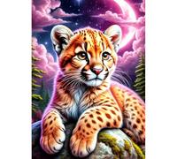 DPHERO Leopard Diamond Painting Kits for Beginners Adults,5D DIY Moonlit Night Diamond Art Kits,Round Full Drill Starry Sky Gem Art Crafts,DIY Painting by Numbers for Home Wall Decor 12x16 inch