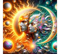DPHERO Sun and Moon Diamond Painting Kits for Beginners Adults,5D DIY Fantasy Diamond Art Kits,Round Full Drill Planets Diamond Painting Art,DIY Painting by Numbers Diamond Art Painting 12x12 inch