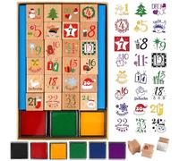 DPKOW 1-24 timbri calendario dell'Avvento con numeri in legno, per calendario dell'Avvento, timbri per fai da te, con tampone, 6 pezzi, numeri tedeschi, timbri per calendario dell'Avvento, fai da te