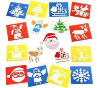 DPKOW 12 pz Stencil Natalizi Stencil da Disegno Bambini Stencil per Pittura Riutilizzabile, Natalizi Accessori per Disegno e Scrittura Scrapbooking Graffiti Taccuino Stencils Christmas DIY Decoration