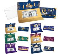 DPKOW 12pcs Eid Cards Portafoglio Denaro Ramadan Buste Denaro Portafogli per Regali Denaro, Happy Eid Mubarak Cards Multipack