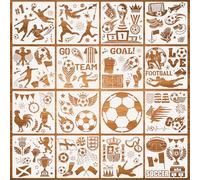 DPKOW 16 x Sport Calcio Stencil per Pittura Artigianato, Stencil Modelli per Calcio Disegno Scrapbooking su Legno/Tela/Parete/Viso/Carta/Casa/Pavimento, Mondiale Europei Artigianato