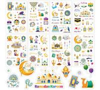 DPKOW 24 Fogli Islamico Adesivi per Ramadan Eid Artigianato Regalo, Fai-da-Te Adesivi per Eid Scrapbooking Bullet Journal, Eid Mubarak Stickers Arte Islamica Artigianato Gadget Ramadan Eid Addobbi
