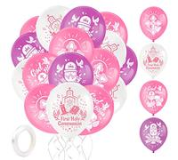 DPKOW 28 palloncini per comunione per ragazze, decorazioni per la prima comunione, God Bless Cross, palloncini in lattice con angelo, piccione, bibbia, set di palloncini per baby shower, cresima,