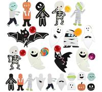 DPKOW 32pcs Porta lecca-lecca di Halloween, biglietti di carta per lecca-lecca a forma di teschio, pipistrello, zucca e fantasma, per sacchetti regalo per feste di Halloween decorazioni per caramelle