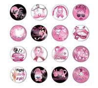 DPKOW 32pcs Ruban Rose Badges pour Sensibilisation au Cancer du Sein d'Octobre Accessoires, Ruban Rose Activité Fournitures