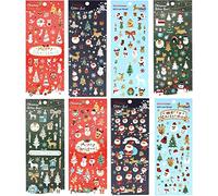 DPKOW 380+ Brillantini Adesivi Natale per Bambini Artigianato, Stickers Decalcomanie per Scrapbooking Fai Da Te Carte Album Foto, Puffy Adesivi Arti e Mestieri