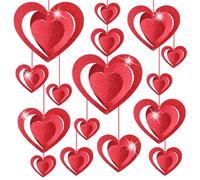 DPKOW 3D Brillantini Cuore Ghirlande Decorazioni da Appendere, 15 x Cuore Addobbi per San Valentino Decorazioni Ghirlande Camera Decorazioni Romantiche