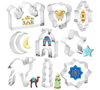 DPKOW 6 Pezzi Formine per Biscotti Eid in Acciaio Inossidabile, Islamico Musulmano Cookie Cutters Ramadan Eid Stampi per Biscotti per Focaccina Panino Pasticceria, Luna Stella Moschea Capra Cammello