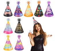 DPKOW Cappellini Capodanno 2026 Cappello Cono Carta Colorato Capodanno Saluti Bomboniere Capodanno per addobbi capodanno 2026 Capodanno Accessori Capodanno, 18 Pezzi