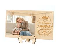 DPKOW Cornice Portafoto con Mollette Legno - Regalo della Mamma Migliore del Mondo, Porta Foto Originale per Compleanno, Natale e Madre