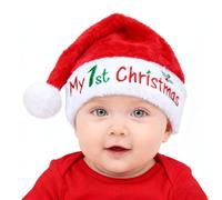 DPKOW Gift My First Christmas Hat Baby Santa Hat 4-12 mesi, soffice cappello di Babbo Natale per neonato vestito di Babbo Natale fotografia costumi neonato ragazza ragazzo unisex, morbido peluche