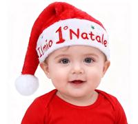 DPKOW Il Mio Primo Natale Babbo Cappello Neonato Bebè Regalo per Primo Natale Cappellino Vestito Costume Babbo Natalizio Neonato Bebè Bimba Bimbo, Morbido Peluche Confortevole, 4-12 Mesi
