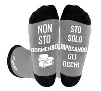 DPKOW Italian Calzini Uomo Divertenti di Cotone, Regali per Lui Papà e Nonno Calzini Simpatici Uomo Regalo Originali e Utili, Regalo Compleanno Natale, NON STO DORMENDO, STO SOLO RIPOSANDO GLI OCCHI