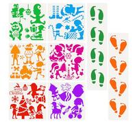 DPKOW Natale Elfo Stencil per Pittura Artigianato, Stencil Impronta Elfo Folletto Stencil per Disegno Scrapbooking su Legno/Tela/Casa/Parete/Viso/Carta/Pavimento