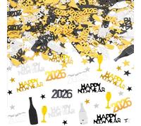 DPKOW Nero Oro Argento Buon Anno Coriandoli Capodanno per Decorazione Della Tavola Festa Plastica per le Feste Forniture Festa Vacanza Oggetti Scena per il Capodanno Bomboniere Decorazione Accessori