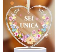 DPKOW Ornamento in Vetro Sei Unica Regalo per Mamma Nonna Moglie Amiche Colleghe Figlia, Sei Unica Pendente Addobbi con Scatola Regalo per Festa della Donna Compleanno Natale Festa della Mamma