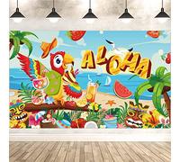 DPKOW Pappagallo Aloha Striscione per Hawaiana Tropicale Decorazioni, Striscione Sfondo in Tessuto per Piscina Estate Feste Decorazione, Hawaii Tiki Bar Luau Feste Decorazione, 185 * 110 cm