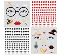 DPKOW Tatuaggio Viso Strega con Brillantini Viso, Halloween Tatuaggi Temporanei Strega Accessori per Costume di Halloween Trucco per Bambini Tatuaggi Finti