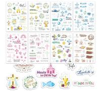 DPKOW Taufe Konfirmation Kommunion Sticker Set 227stk, Gästebuch Sticker Taufe Kommunion Konfirmation Aufkleber Scrapbook Karten Deko Fotoalbum Kommunion Taufe Konfirmation Mädchen Jungen Kinder