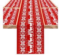 DPKOW Tovaglietta runner natalizia rossa, runner natalizio da tavolo decorativa natalizia alce runner da tavola tovagliette, tovaglia natalizia alce rossa, Decorazioni natalizie per interni domestici