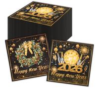 DPKOW Tovagliolo di Carta per Capodanno 2026, Decorazione per Capodanno 2026, 40 tovaglioli per Capodanno 2026 Tovaglioli USA e Getta Happy New Year 2026 Tovagliolo di Carta per Capodanno, 33 x 33 cm