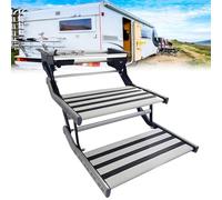 DPLWJPP Doppio Gradino in Alluminio Regolabile Gradino a Due Gradini per Camper Progettazione Antisdrucciolevole Pieghevole con Luce a LED per Camper Roulotte Manualtype