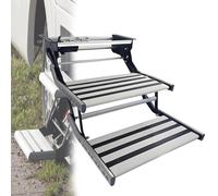 DPLWJPP Gradino a Due Gradini per Camper con Luce a LED Doppio Gradino in Alluminio Regolabile Gradini per Rimorchio a Doppio Gradino in Alluminio Pieghevoli Manualtype