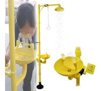 DPLWJPP Stazione Lavaggio Oculare Combinata Lavaocchi per Doccia Emergenza con Pedale velocità Flusso Regolabile della Doccia a Livello degli Occhi per Esterno Giallo