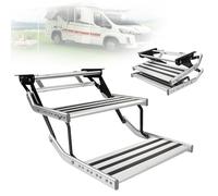 DPLXQPP Gradino Camper a 2 Gradini con Illuminazione LED,Scalino Elettrico/Manuale Antiscivolo per Entrata/Uscita Sicura di Notte,con Pioggia O Neve Manual