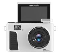 Dpofirs Camera Digitale 8k per Fotografia, Fotocamera Vlogging WiFi da 88 MP, Zoom Digitale 18x, con Schermo a Flip da 180 Gradi da 3 Pollici, con Tappo per Lenti, Videocamere, per (WHITE)