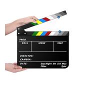 Dpofirs Ciak Acrilico, Pellicola Magnetica Professionale in Ardesia con Barre Colorate e Design a Lavagna Cancellabile a Secco, per la Produzione di Video Fotografici e Cinematografici (BLACK)