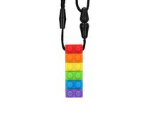 Dpofirs Collana per Massaggiagengive in Silicone, Non Tossica, Confortevole, Masticabile, Blu per Autismo (Massaggiagengive con mattoncini arcobaleno verde)