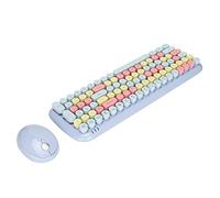 Dpofirs Combinazione Mouse e Tastiera Wireless 2.4G, Tastiera Colorata con Copritasto Rotondo Multicolore Carino Compatibile con PC, Computer, Laptop (Candy XR Colore Misto Azzurro)