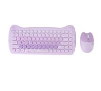 Dpofirs Combinazione Tastiera e Mouse Wireless 2.4G Leggera e Digitazione per XP/7/8/10 Plug And Play per Spazio Desktop Organizzato Argento (PURPLE)