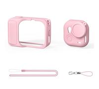 Dpofirs Custodia Protettiva in Silicone, Copertura Completa Antiurto con Copriobiettivo e Cordino, per Fotocamera Ultra Action (PINK)