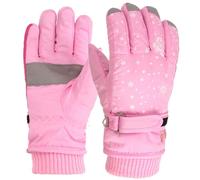 Dpofirs da Invernali, da Sci Impermeabili Antivento con Ricamo Rosa e Impugnatura Antiscivolo per attività all'aperto di Sci Snowboard (Rosa scuro)