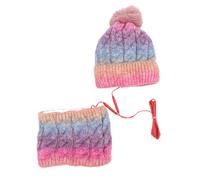 Dpofirs Elegante Set di Cappello e Sciarpa in Maglia Riscaldata con Gradiente, Scaldacollo Spesso Antivento per gli Amanti della Moda (PURPLE)