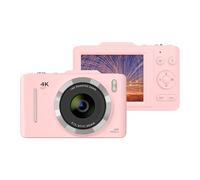 Dpofirs Fotocamera Digitale 4K 48MP Zoom 16X, Schermo IPS da 2,8 Pollici Fotocamera per con Batteria Flash Integrata da 800mAh, Videocamera Portatile per Bambini Principianti Studenti (PINK)