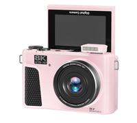 Dpofirs Fotocamera Digitale da 8k, Fotocamera WiFi Vlog WiFi da 88 MP con Schermo di Lancio da 3 Pollici, Videocamera Video Automatica con Filtri Multipli Riempiono la Luce per la (PINK)