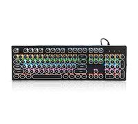 Dpofirs HJK920 Tastiera meccanica universale per computer, tastiera meccanica classica retro punk cablata da gioco, tastiera ergonomica con retroilluminazione mista, 104 tasti rotondi(nero)