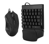 Dpofirs Kit Tastiera e Mouse con Una Mano, Set Tastiera e Mouse Cablati Universali per Computer, Laptop e Telefoni, 35 Telefoni 7 Colori Che Respirano Luce