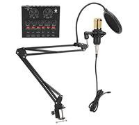 Dpofirs Microfono a Condensatore Kit Professionale di Registrazione del Suono Chiaro per la Comunicazione di Progetti Domestici in Studio Metallo Nero 1 Set