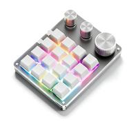 Dpofirs Mini Tastiera Programmabile con 16 Tasti e 3 Manopole, Tastiera di Scelta Rapida Bluetooth per PC, Laptop, Plug & Play, per Disegno, Controllo Volume, Giochi (WHITE)