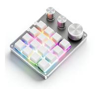 Dpofirs Mini Tastiera Programmabile con 16 Tasti e 3 Manopole, Tastiera di Scelta Rapida Cablata per PC, Laptop, Plug & Play, per Disegno, Controllo Volume, Giochi (WHITE)
