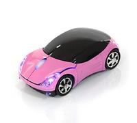 Dpofirs Mouse Wireless a Forma di Auto 2,4 G, Mouse Ottico 1600 DPI, Trasmissione Wireless 2,4 GHz, 3 Pulsanti con Rotella di Scorrimento, per PC Laptop Tablet Gaming Office(Rosa)